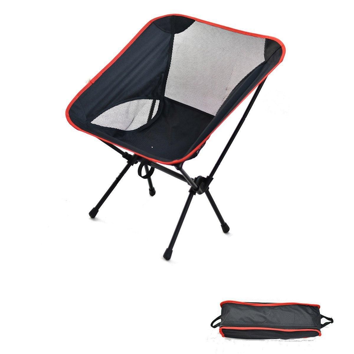 Outdoor Portable Lightweight Folding Camping Chair High Back Fishing Chair - Red